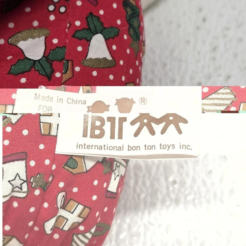 Vintage International Bon Ton Toys Christmas Mouse Slippers Plush IBT